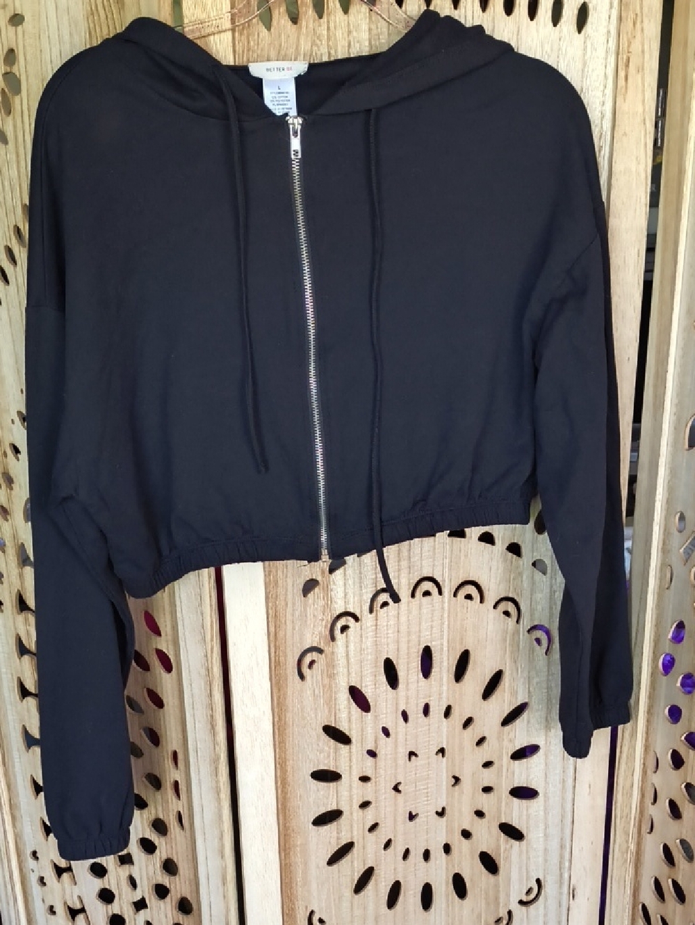 Better Be Black Cropped Zip Hoodie